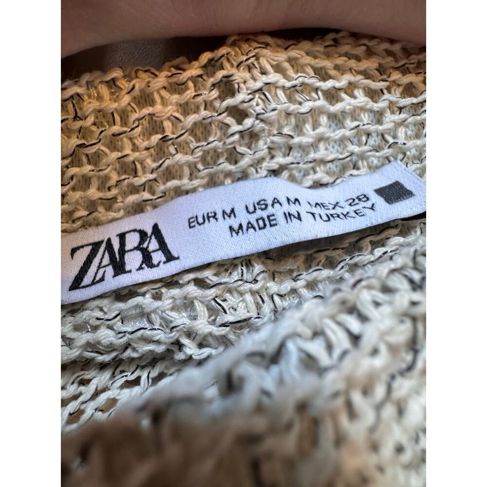 Zara Women’s Oatmeal Knit Wide Leg Pants Semi Sheer Lounge Casual Size Medium - Picture 5 of 15